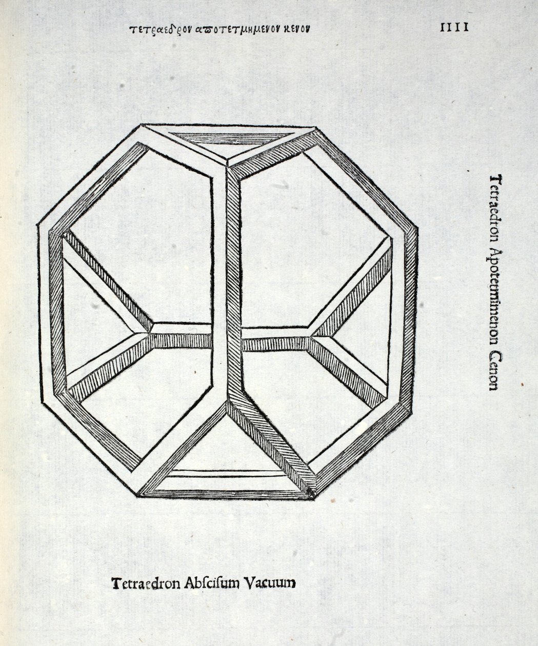 Tetraedron Abscissum Vacuum, illusztrációja Luca Pacioli (kb. 1445-1517) „Isteni arány”-ból, eredetileg pub. Velence, 1509 alkotó: Leonardo da Vinci