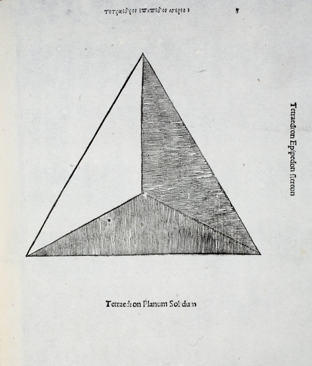 Tetraedron planum solidum, illusztráció Luca Pacioli (1445-1517 körül) "Divina Proportione" című művéből, eredetileg kiadva. Velence, 1509 alkotó: Leonardo da Vinci