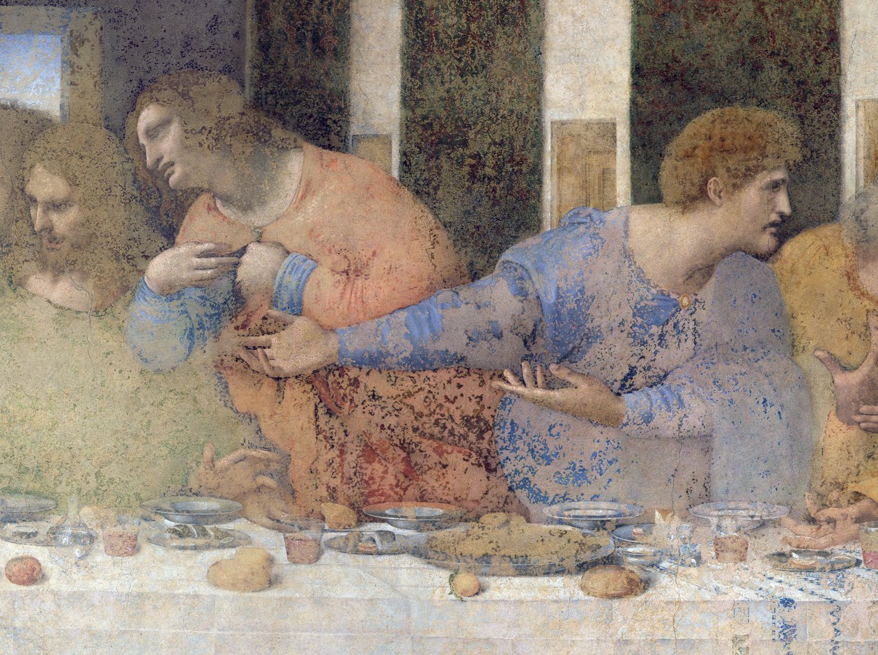 Az utolsó vacsora, 1495-97 (restaurálás után) (227198 részlet) alkotó: Leonardo da Vinci