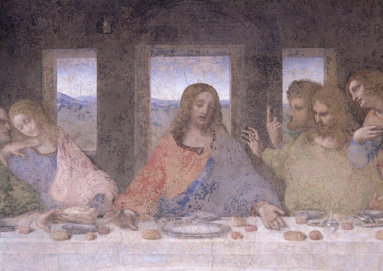 Az utolsó vacsora, 1495-97 (restauráció után) alkotó: Leonardo da Vinci