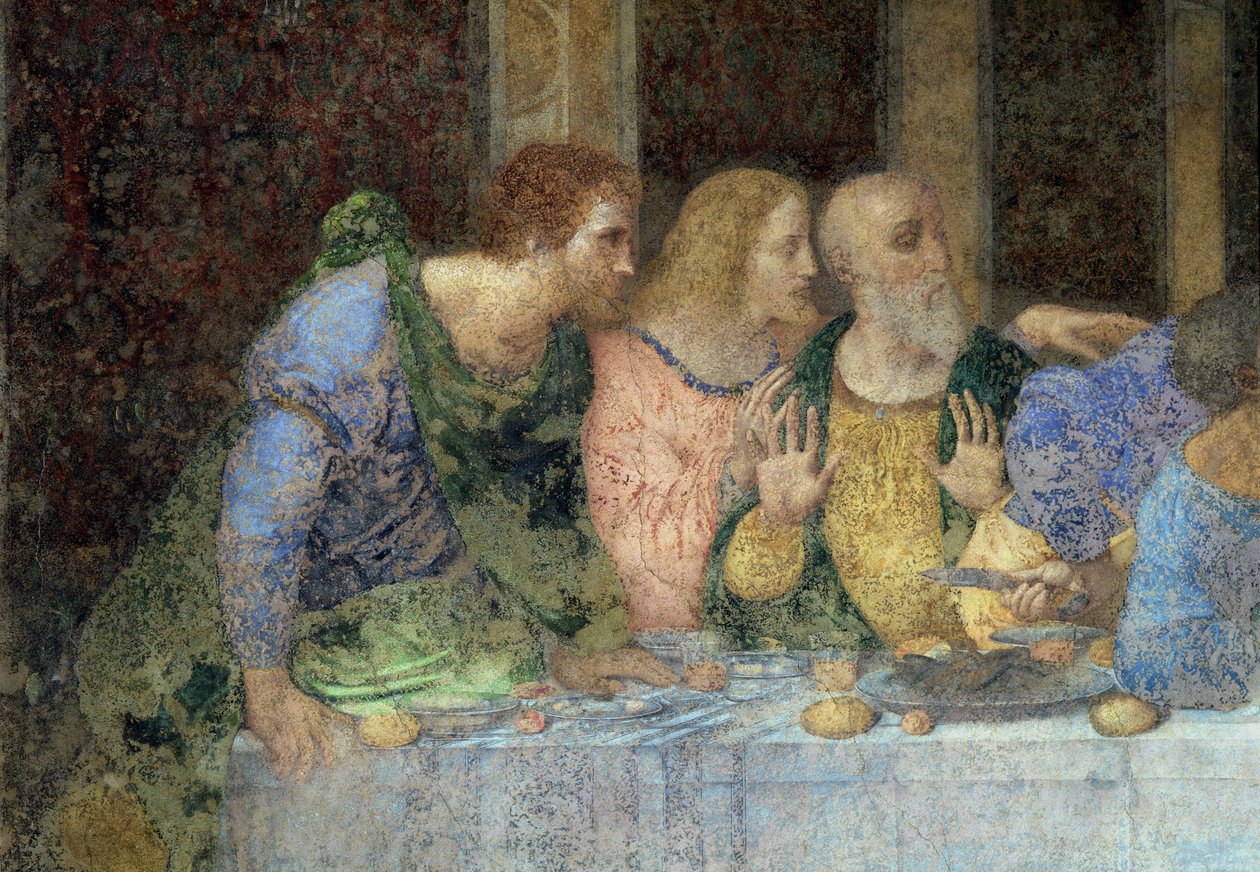 Az utolsó vacsora, 1495-97 (restauráció után) alkotó: Leonardo da Vinci