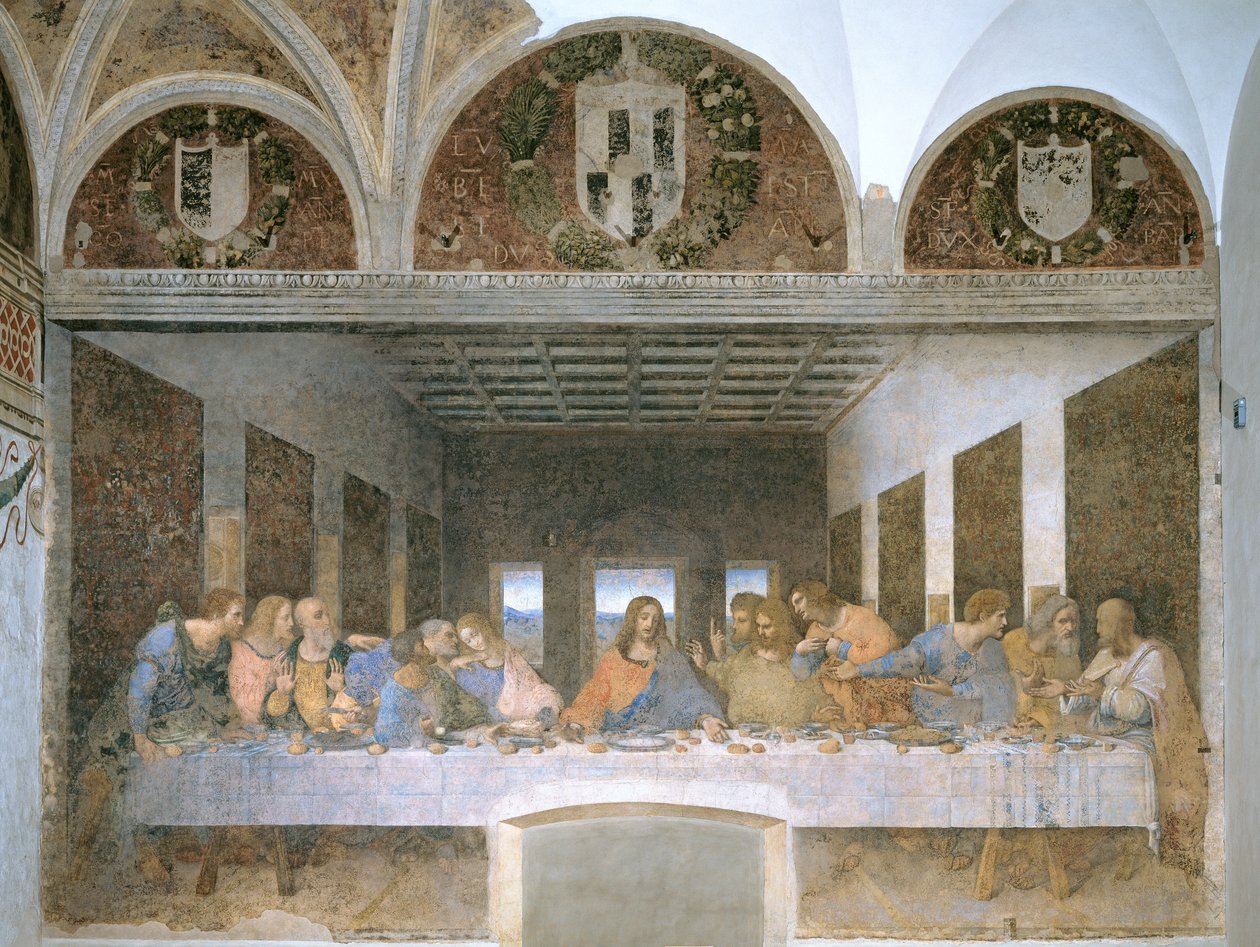 Az utolsó vacsora, 1495-97 (restauráció után) alkotó: Leonardo da Vinci