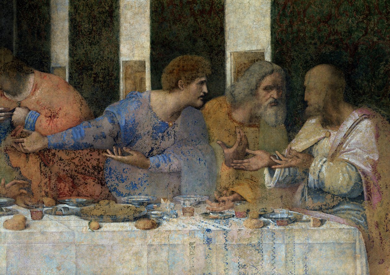 Az utolsó vacsora, 1495-97 (restauráció után) alkotó: Leonardo da Vinci