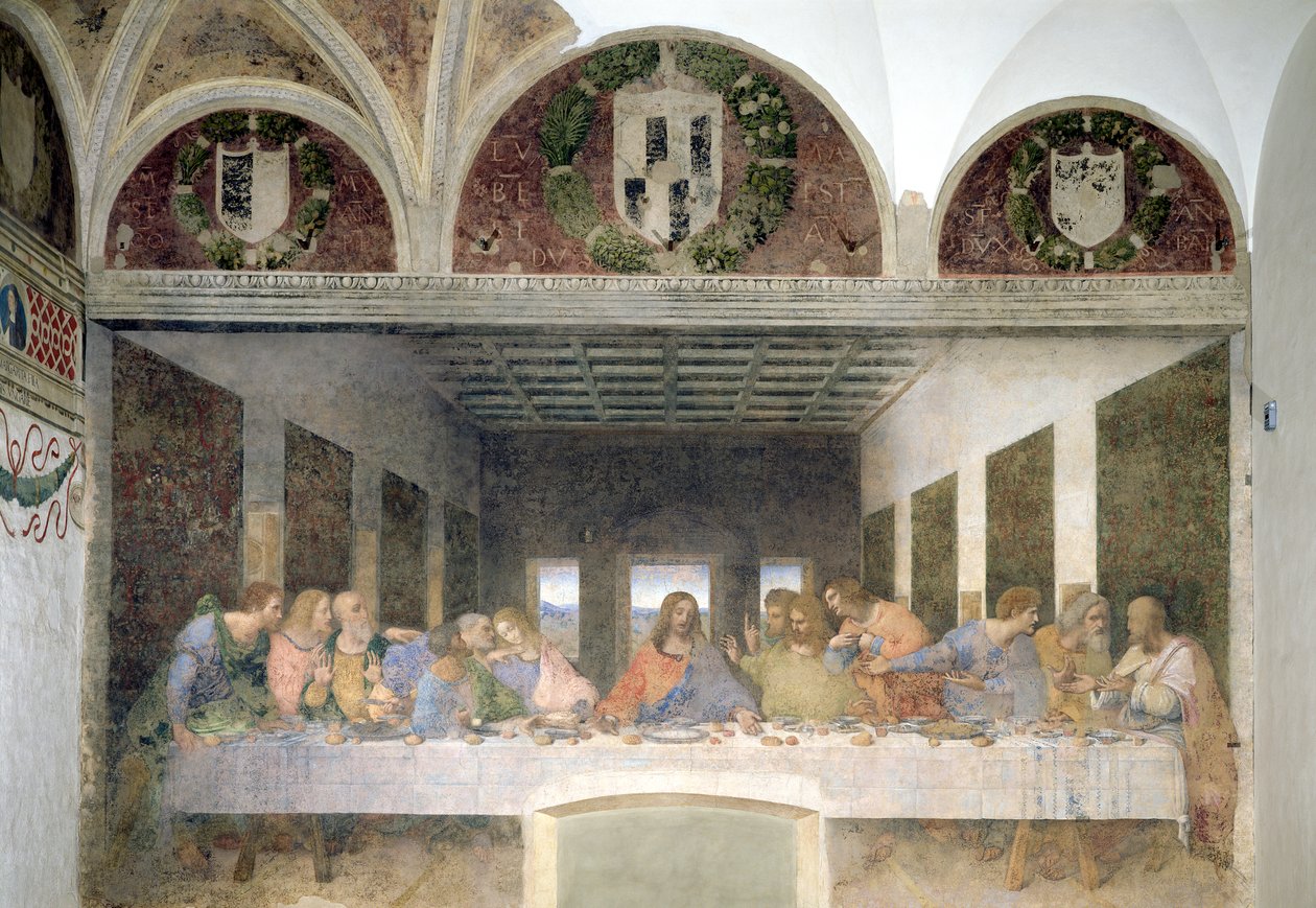 Az utolsó vacsora, 1495-97 (restauráció után) alkotó: Leonardo da Vinci