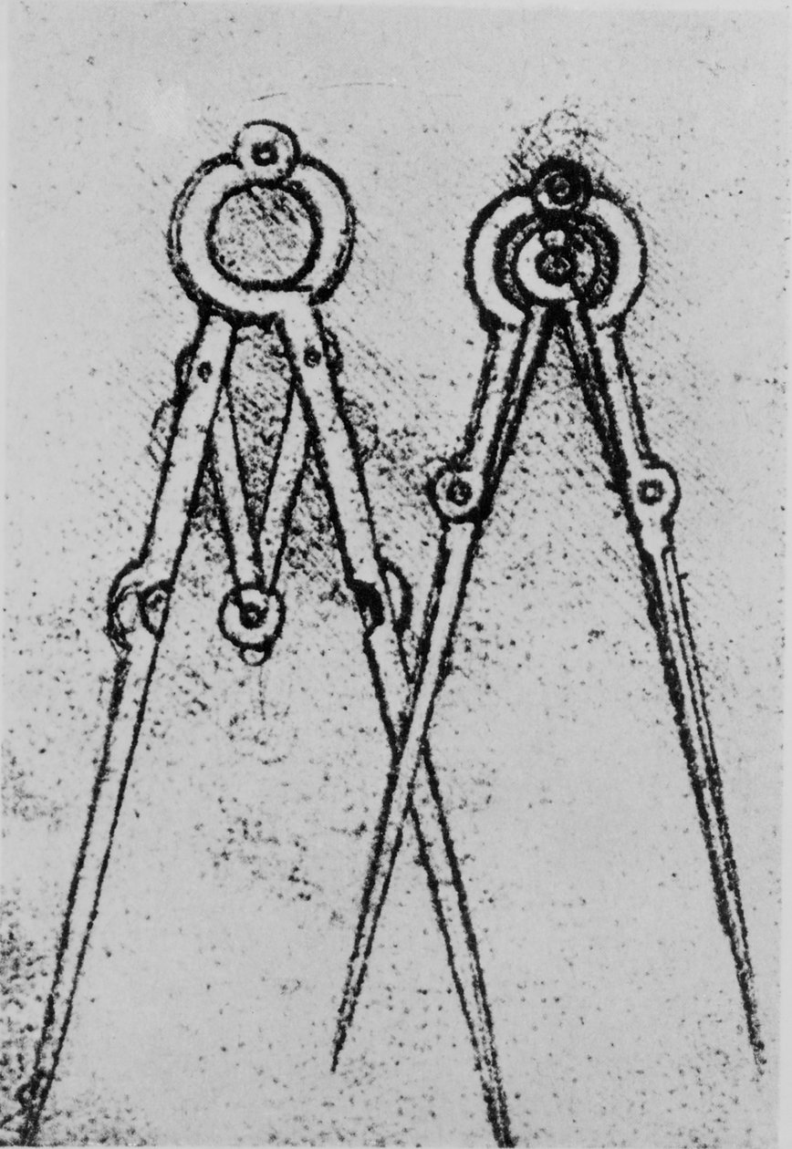Kétféle állítható nyitású iránytű, fol. 108v Párizsból H. kézirat, 1493-4 alkotó: Leonardo da Vinci