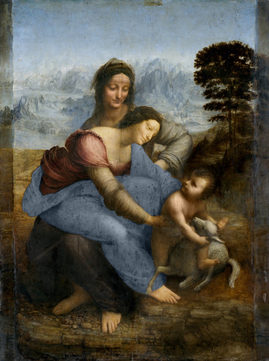 Szűz és gyermek Szent Annával, 1510 körül alkotó: Leonardo da Vinci
