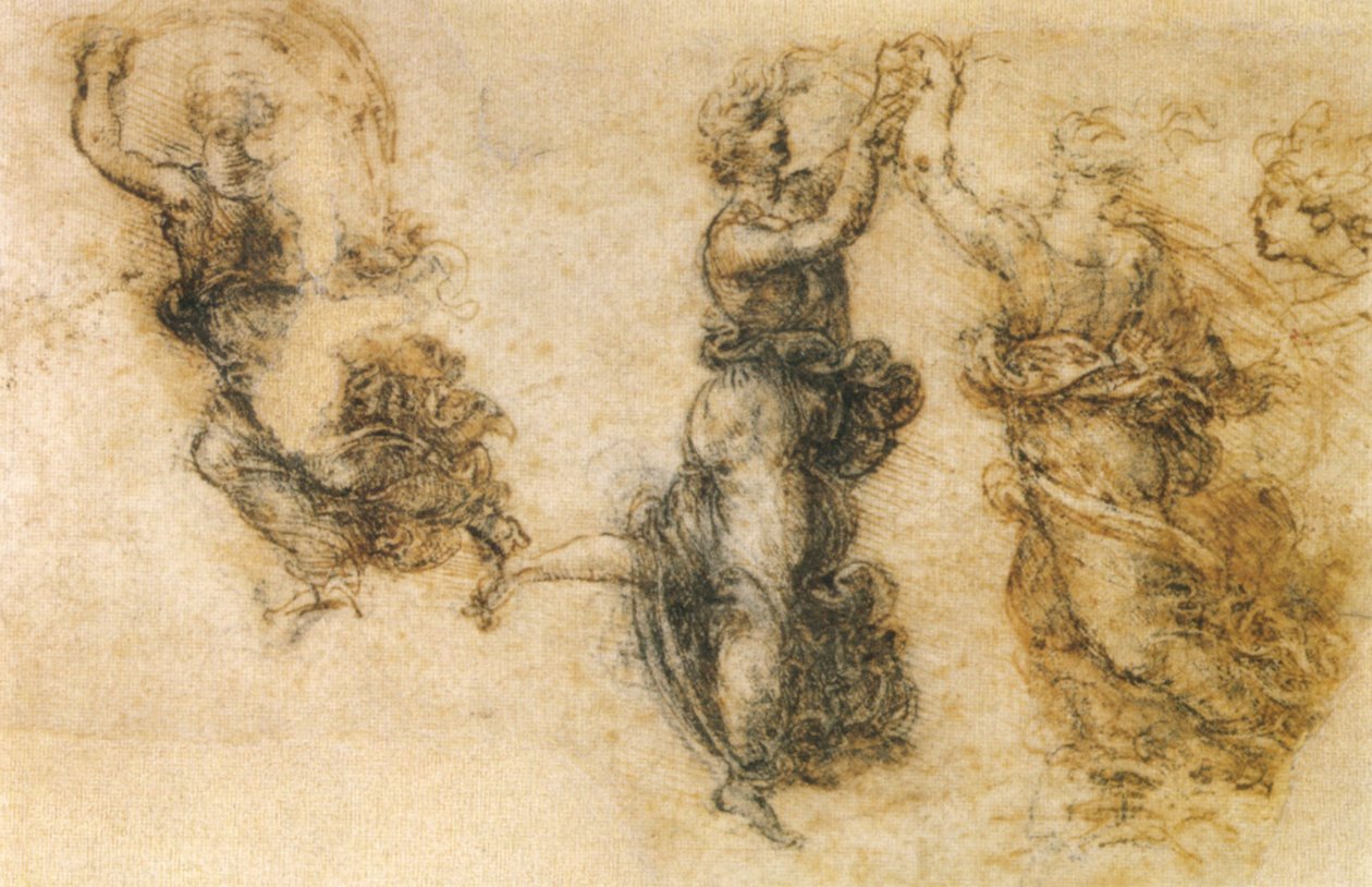 három táncos alak tanulmányozása alkotó: Leonardo da Vinci