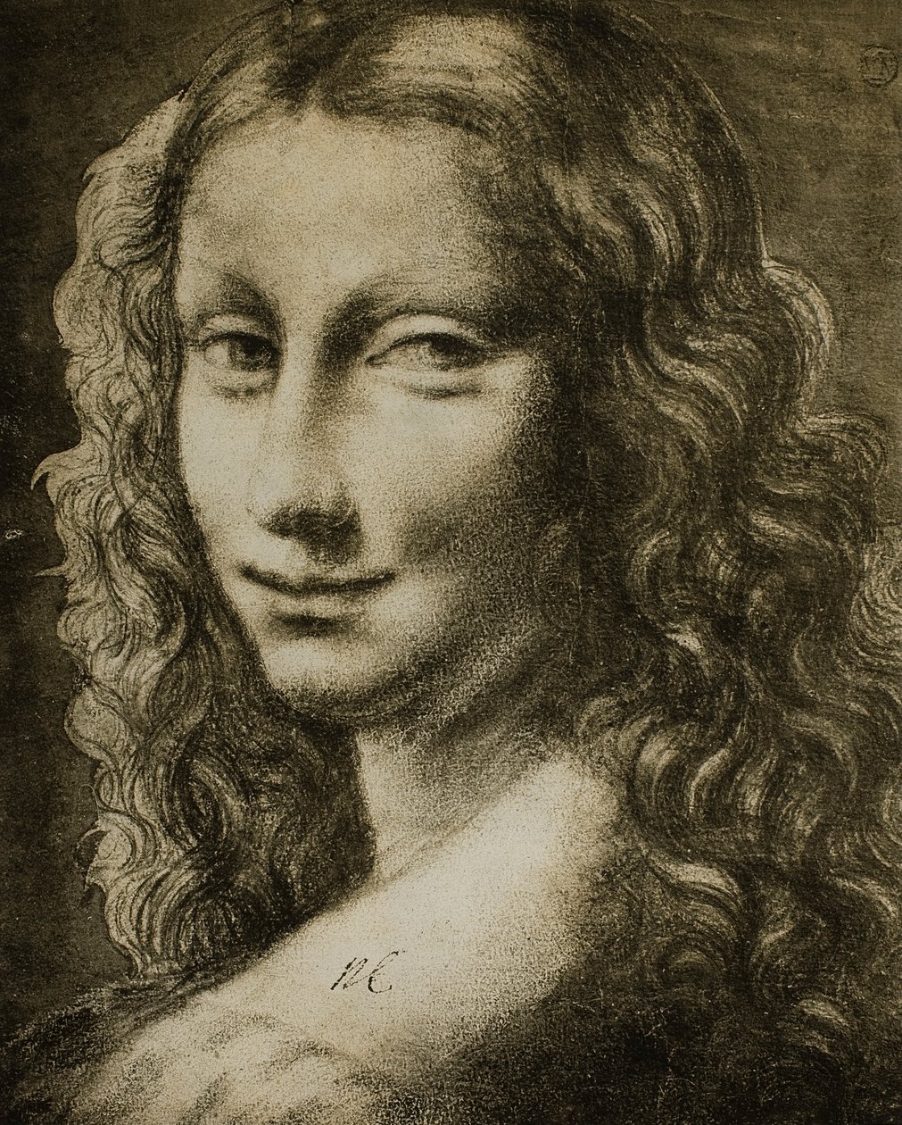 Női portré; rajz Leonardo iskolájából. Louvre, Párizs alkotó: Leonardo da school of Vinci