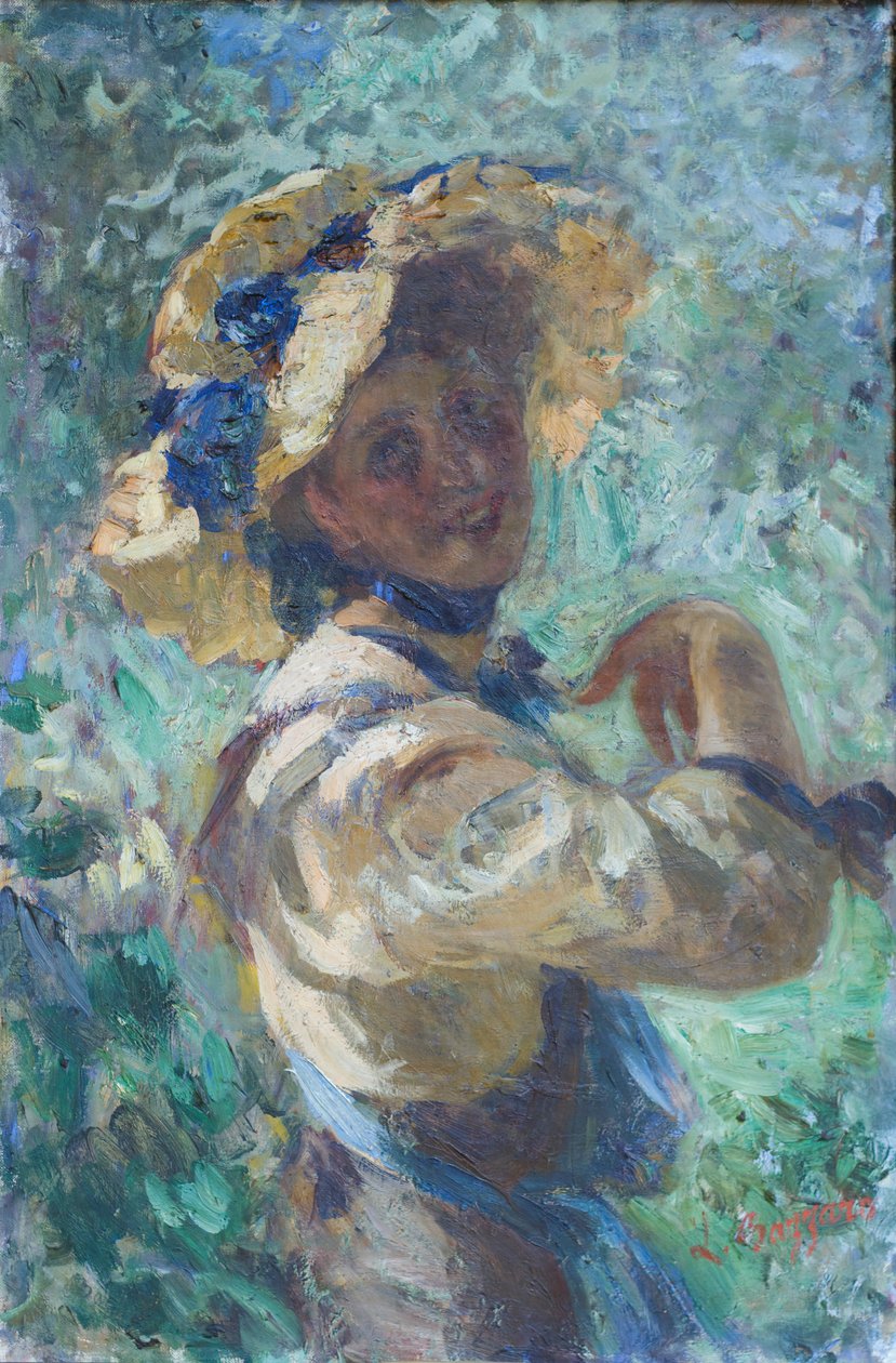 Hölgy a kertben (olaj, vászon) alkotó: Leonardo Bazzaro