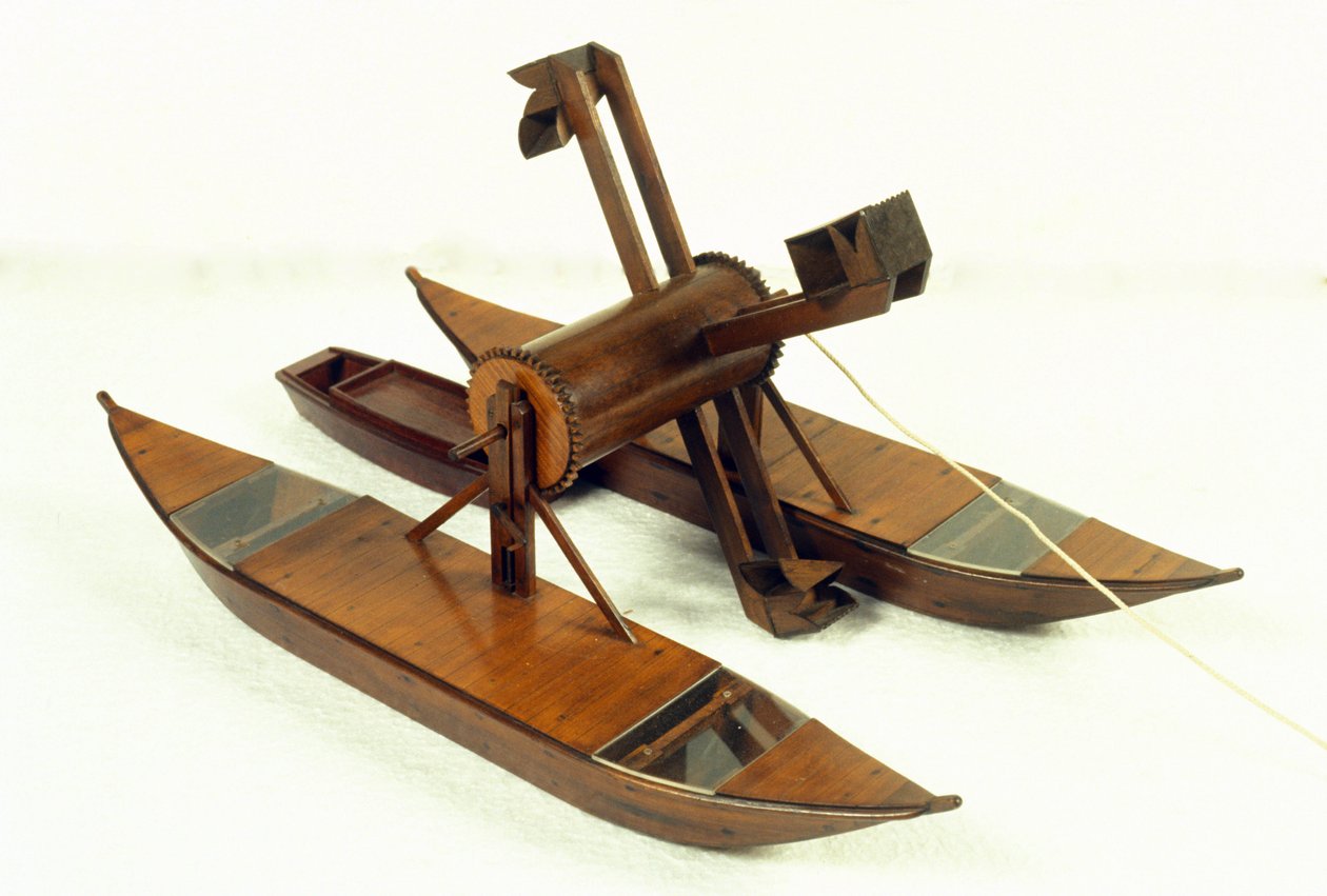 Lagúnakotró, Leonard de Vinci (Leonardo da Vinci) (1452 - 1519) rajza alapján készült modell. Tudományos és Technológiai Múzeum, Milánó. alkotó: Leonardo da (after) Vinci