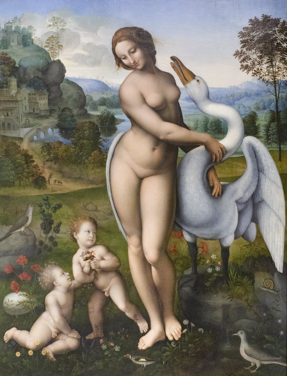 Léda és a hattyú, másolat Leonardo da Vinci után (tempera, tábla) alkotó: Leonardo da (after) Vinci