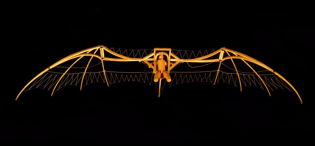 Leonardo da Vinci vitorlázórepülőjének modellje (Leonardo da Vinci) – Leonardo da Vinci Tudományos és Technikai Múzeuma, Milánó alkotó: Leonardo da (after) Vinci