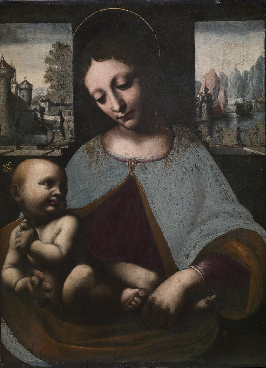 Szűz és gyermek, c. 1500 (olaj, fa) alkotó: Leonardo da (circle of) Vinci