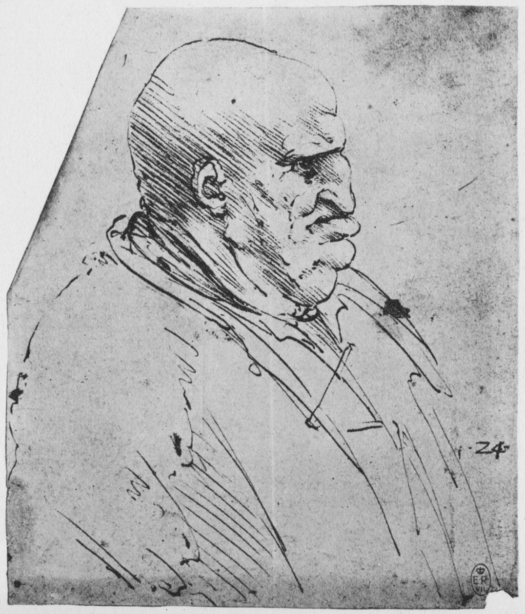 Egy jobb oldali férfi groteszk profilja, c1480 1945 alkotó: Leonardo da Vinci