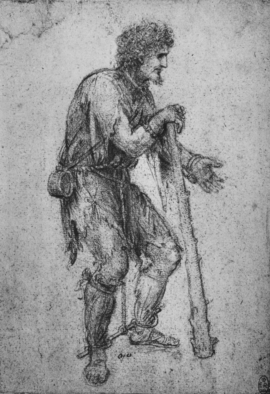 Egy férfi bottal és megbilincselt lábbal, c1480 1945 alkotó: Leonardo da Vinci