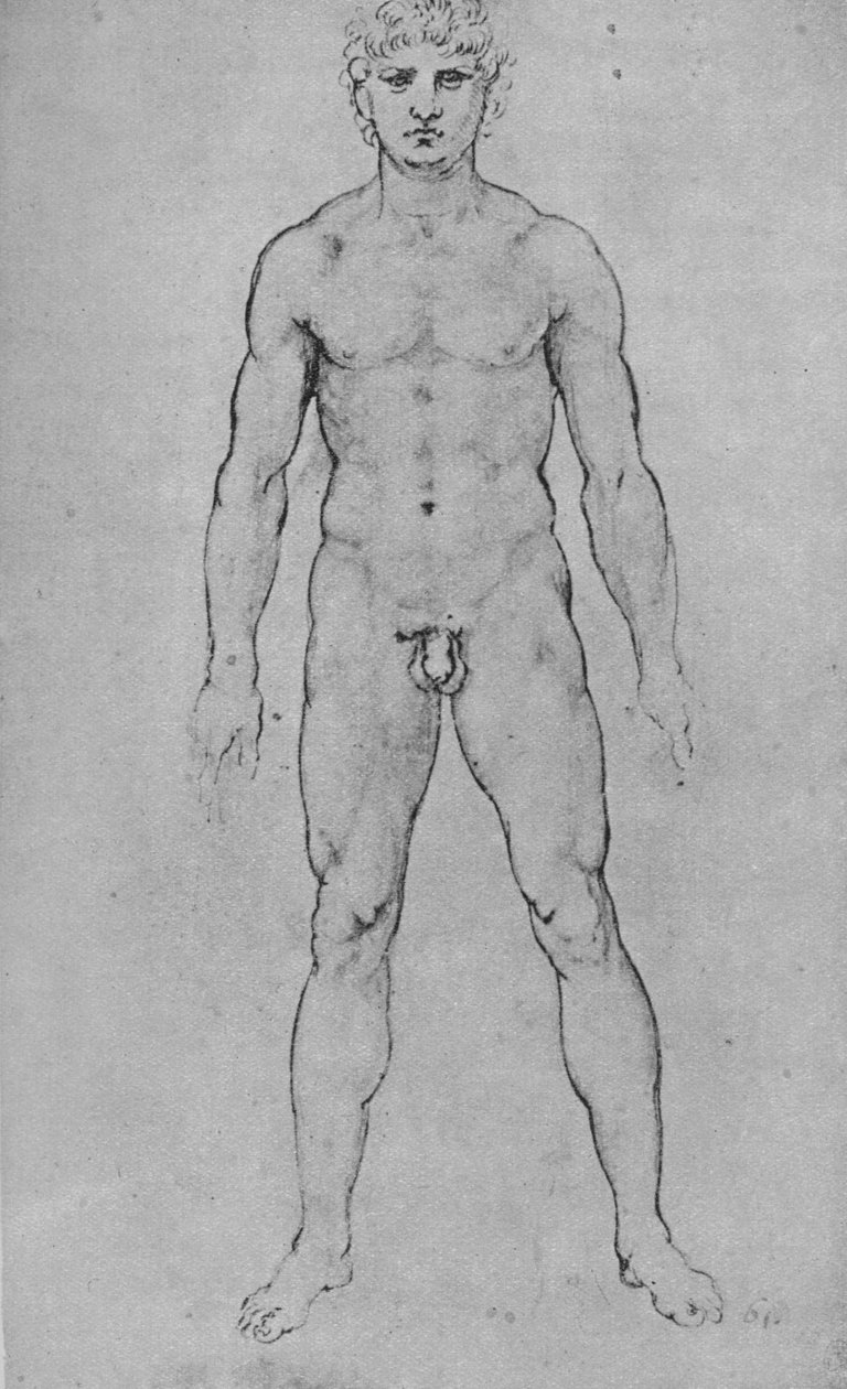 Egy akt ember elölről, c1480 1945 alkotó: Leonardo da Vinci