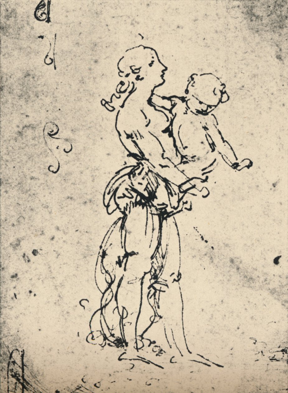 Egy gyermeket cipelő nő, c1481, 1945 alkotó: Leonardo da Vinci