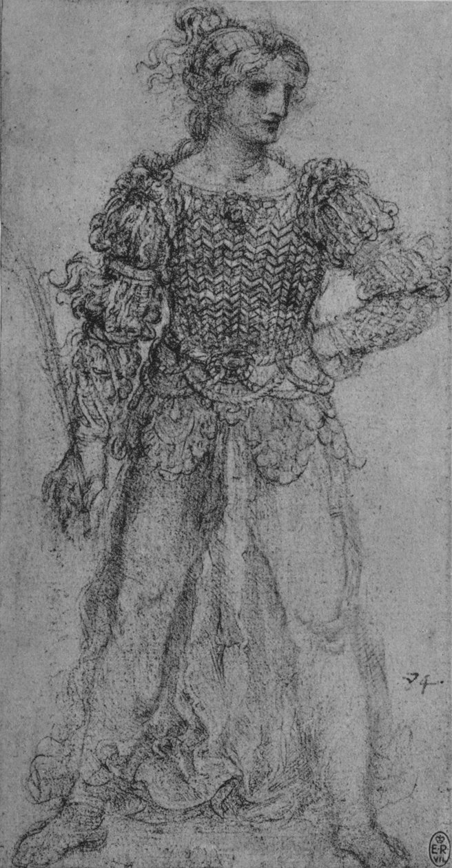 Egy nő, aki átfűzött szalagtestet visel, c1480, 1945 alkotó: Leonardo da Vinci