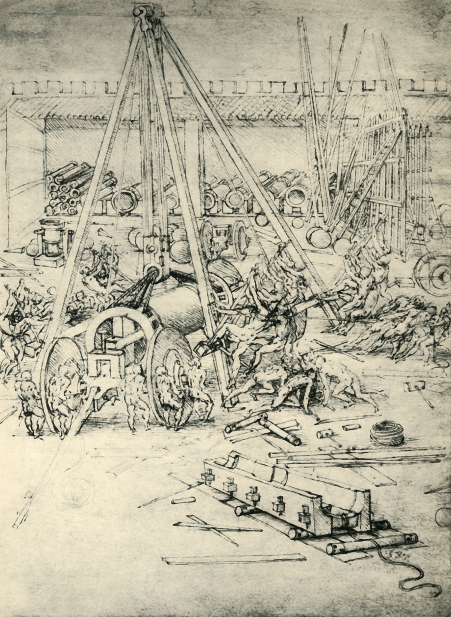 Jelenet egy arzenálban, c1485-1490, 1943. alkotó: Leonardo da Vinci