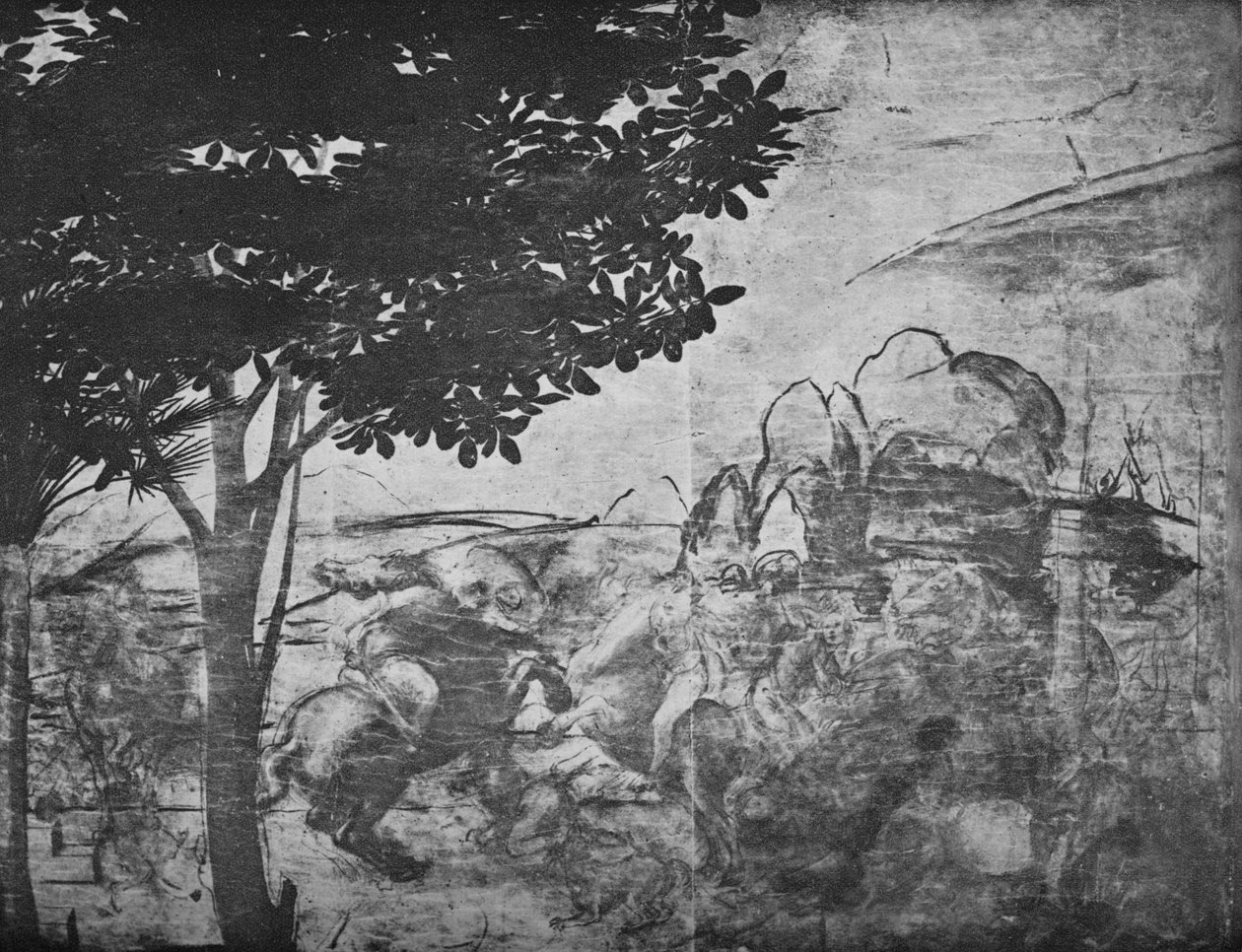 A mágusok imádása - Lovasok csatája a távolban jobb oldalon, c1481 1945 alkotó: Leonardo da Vinci