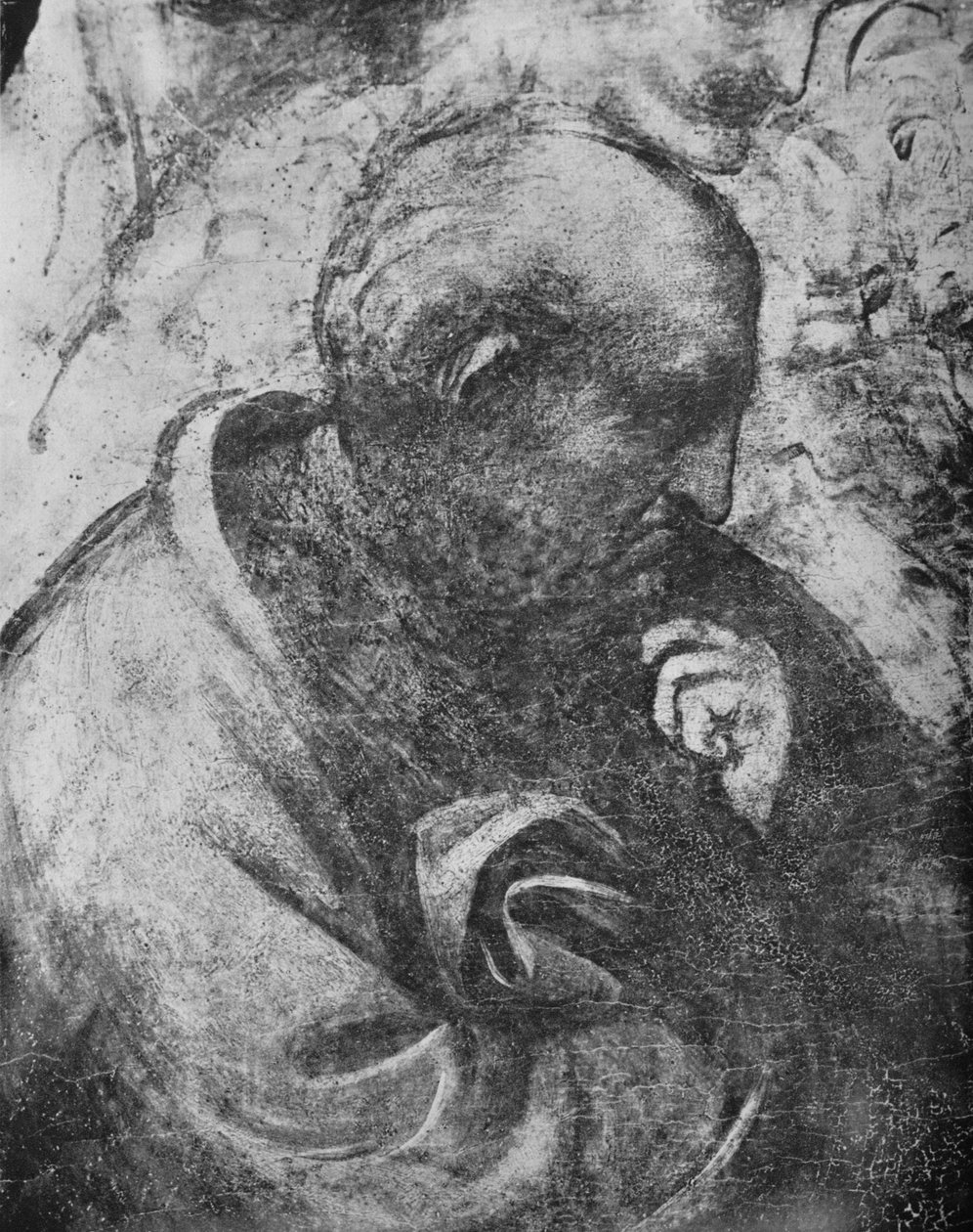 A mágusok imádása – a filozófus feje a bal oldalon, c1481 1945 alkotó: Leonardo da Vinci