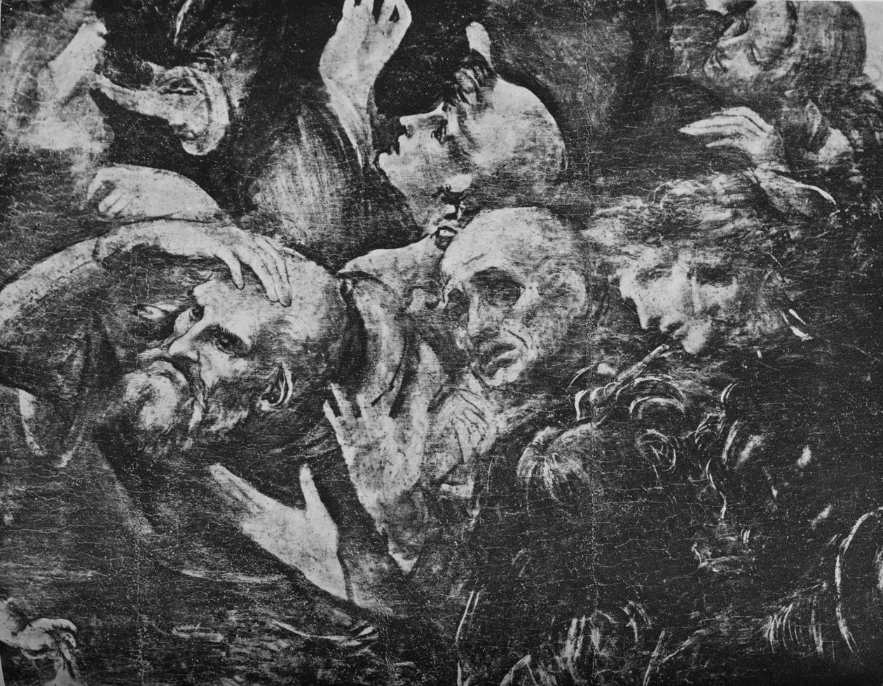 A mágusok imádása – A csoport fejei a térdelő király mögött a jobb oldalon, c1481 1945 alkotó: Leonardo da Vinci