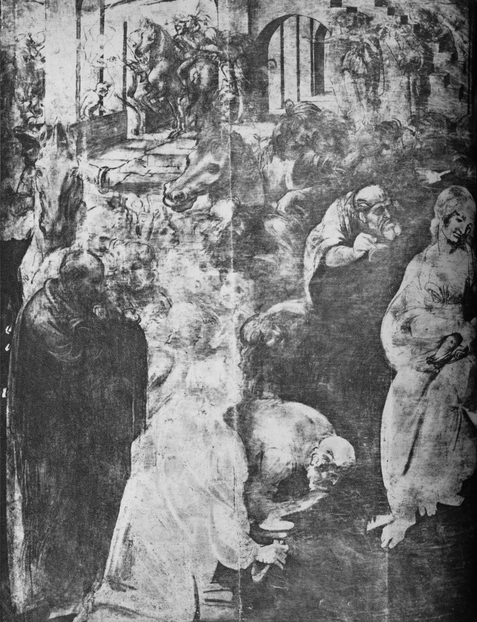 A mágusok imádása – Bal alsó rész, c1481 1945 alkotó: Leonardo da Vinci