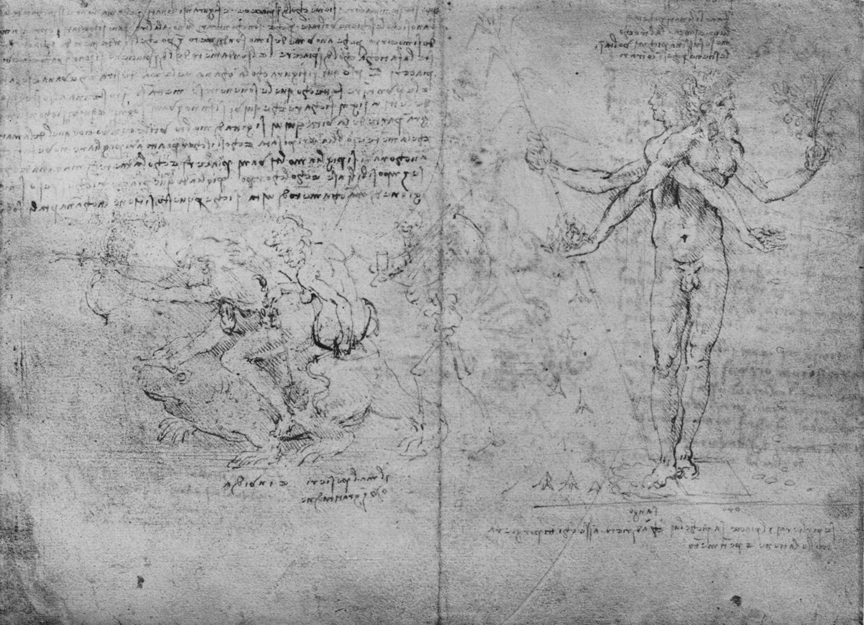 Az öröm és fájdalom és az irigység allegóriái, c1480, 1945 alkotó: Leonardo da Vinci