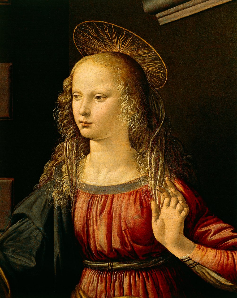 Angyali üdvözlet, 1475 körül (olaj és tempera fán) alkotó: Leonardo da Vinci