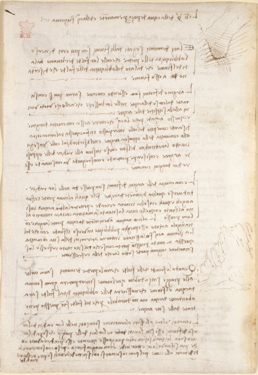 Arundel 263, f.25v Feljegyzések és durva vázlatok a víz által okozott erózióról, a Codex Arundel-ből (toll és tinta papíron) alkotó: Leonardo da Vinci