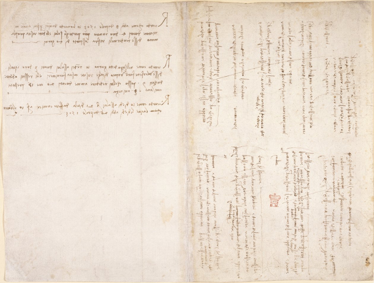 Arundel 263, ff.229v, f.226 Leonardo da Vinci feljegyzései a Codex Arundel-ből (toll és tinta papíron) alkotó: Leonardo da Vinci