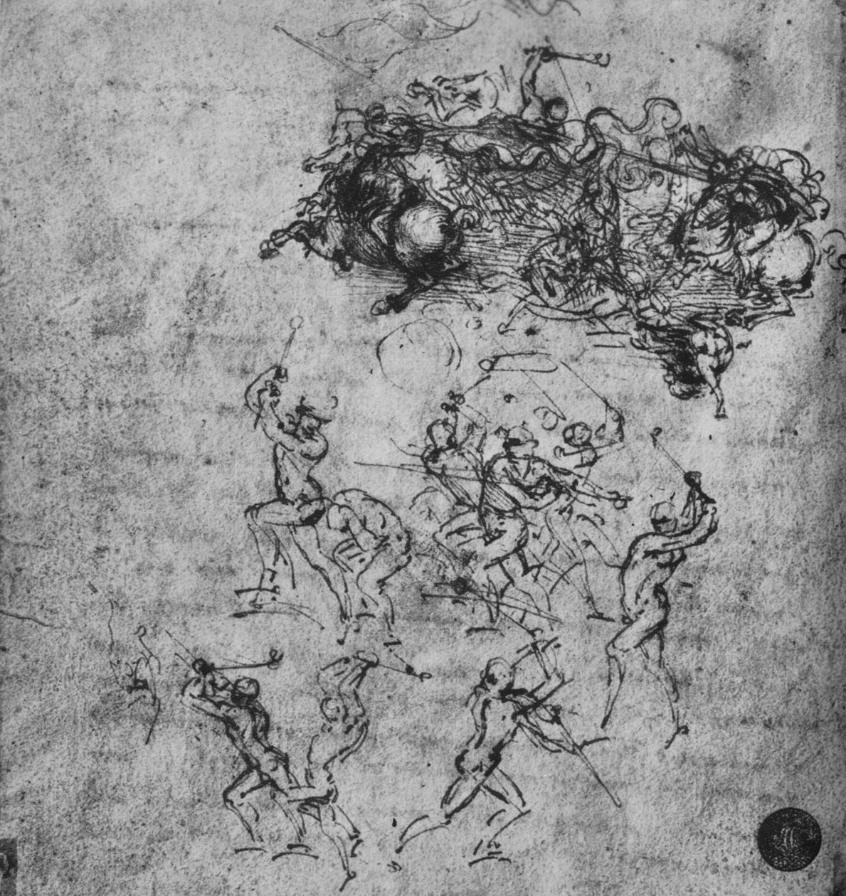 Lovasok és gyalogosok csatája, 1480, 1945 alkotó: Leonardo da Vinci
