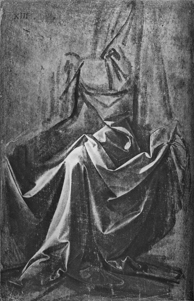 Öntött drapéria ülőfigurához, c1475 1945 alkotó: Leonardo da Vinci