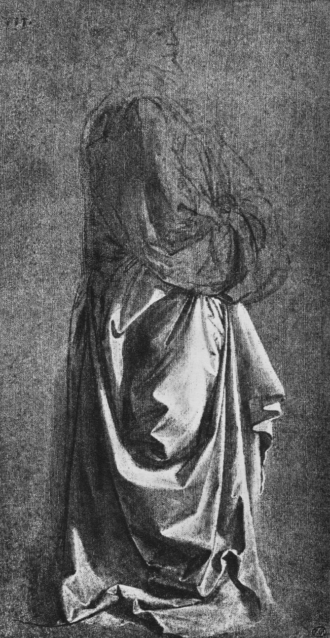 Öntött drapéria álló alakhoz, c1470 1945 alkotó: Leonardo da Vinci