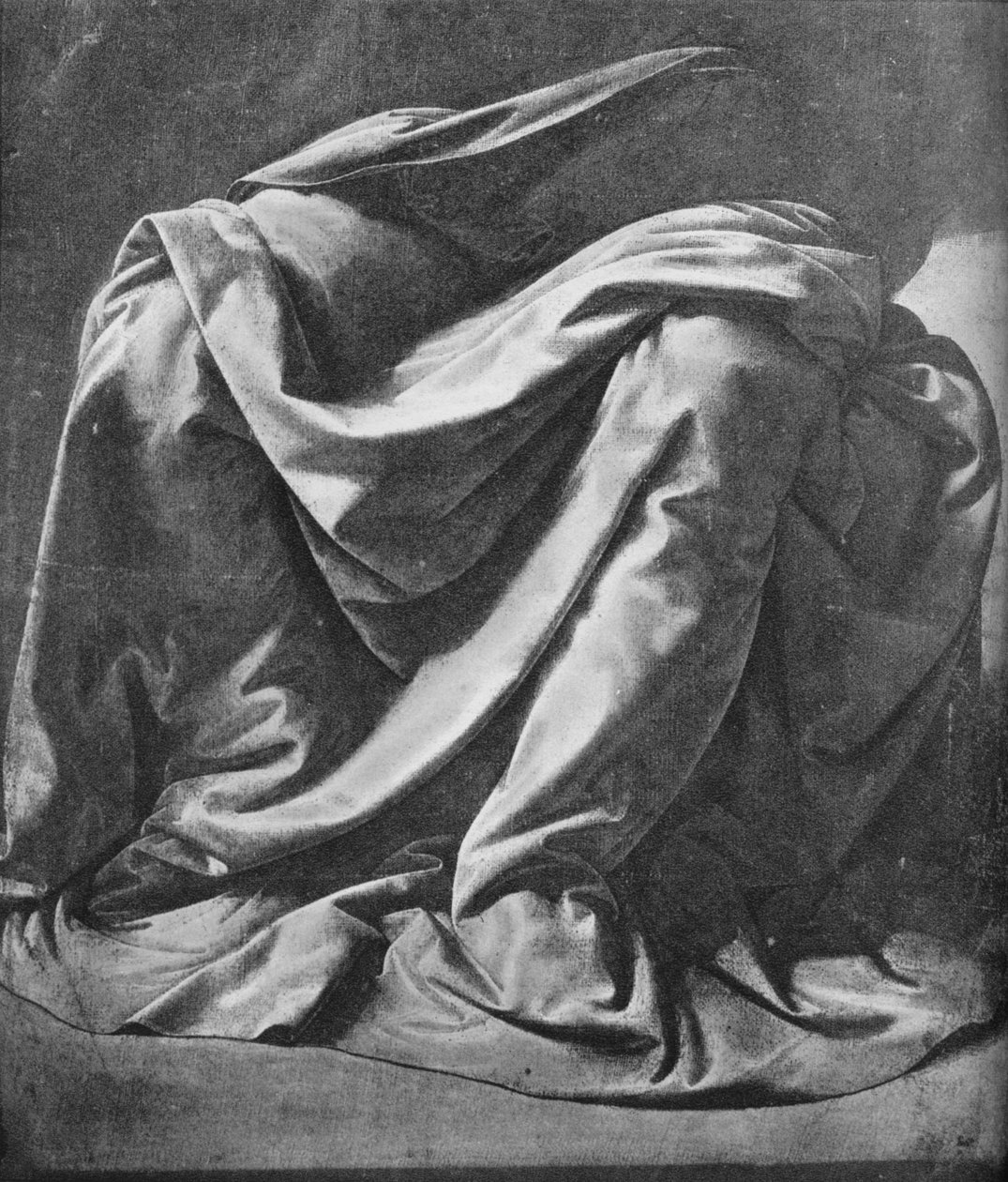 Öntött drapéria egy ülő figura lábához, 1470-1484 1945 alkotó: Leonardo da Vinci