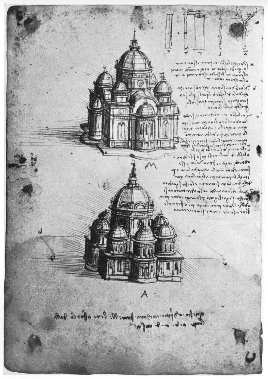 Központi templom tervei, c1488-1490 1954. alkotó: Leonardo da Vinci