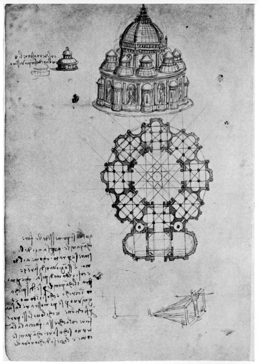 Tervek egy központi templomhoz, c1488 1954. alkotó: Leonardo da Vinci