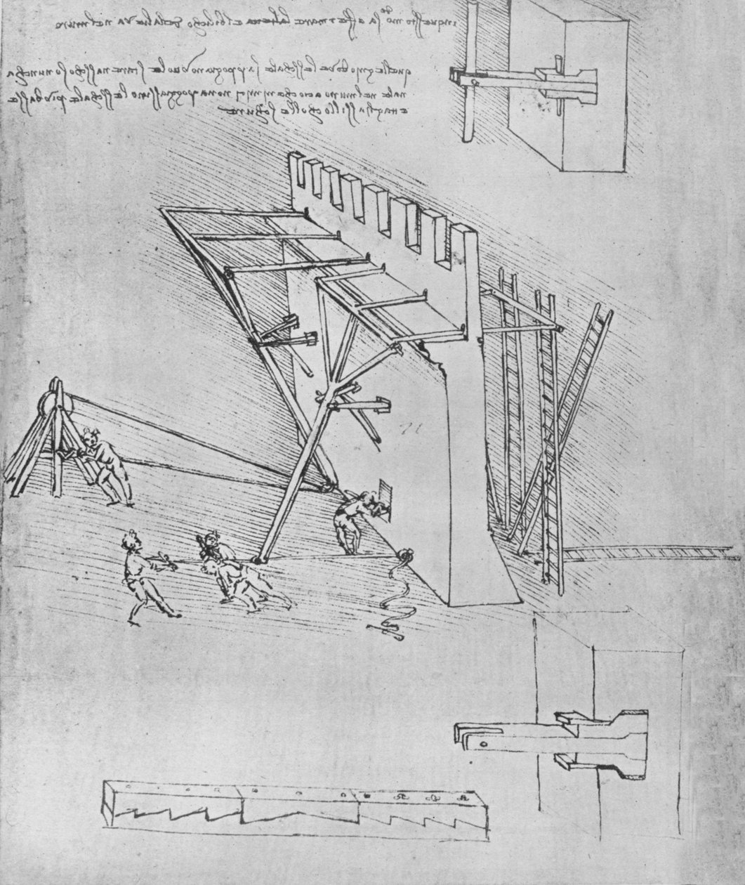 Eszköz a vízköves létrák taszításához, c1480 1945 alkotó: Leonardo da Vinci