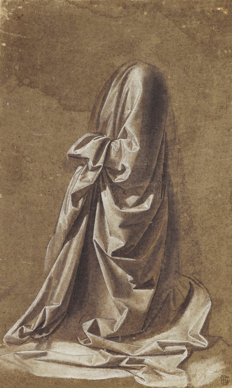 Drapériatanulmány térdelő alakhoz, alkotó: Leonardo da Vinci