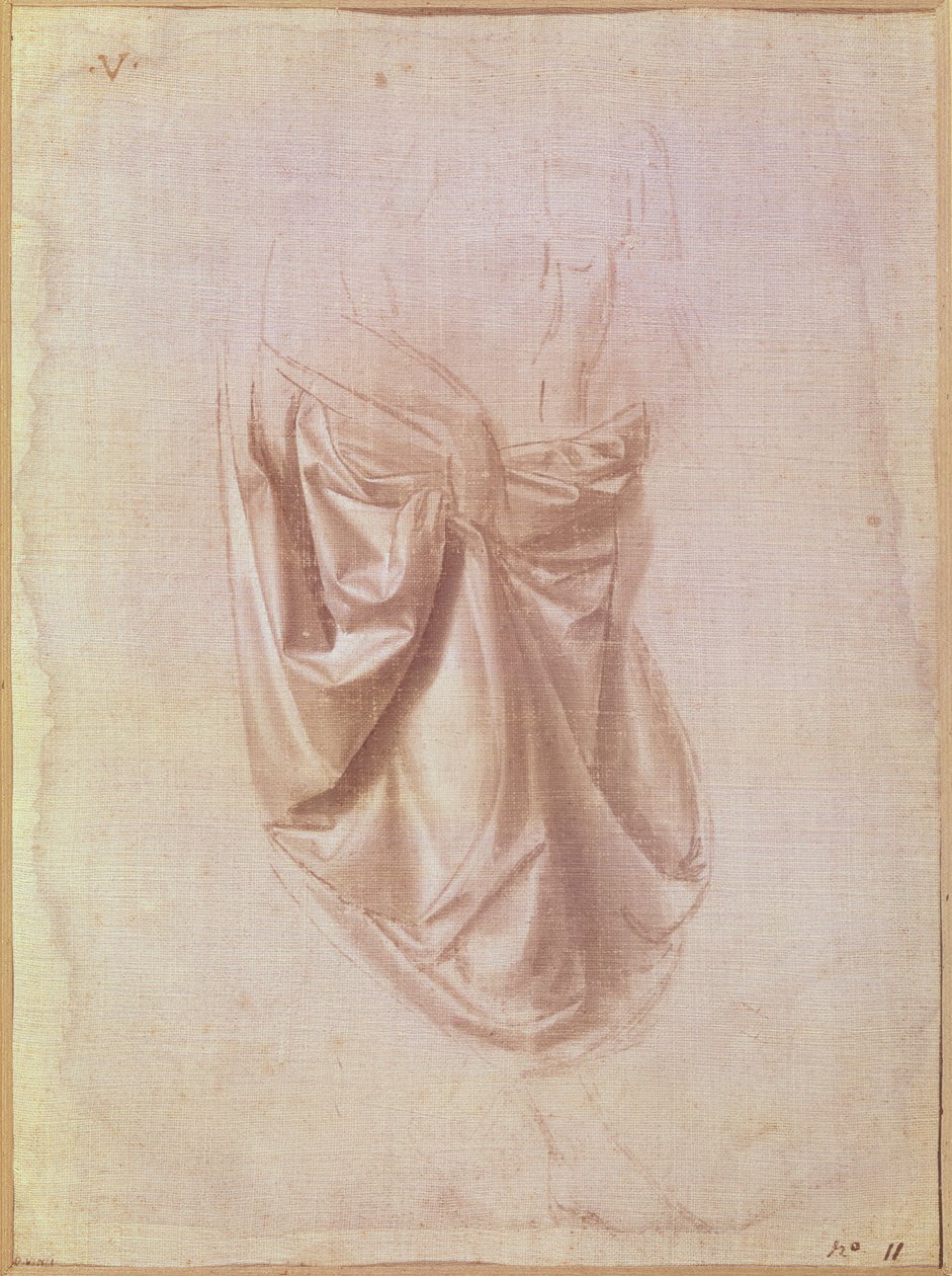 Drapéria-tanulmány (guache, vászon) alkotó: Leonardo da Vinci