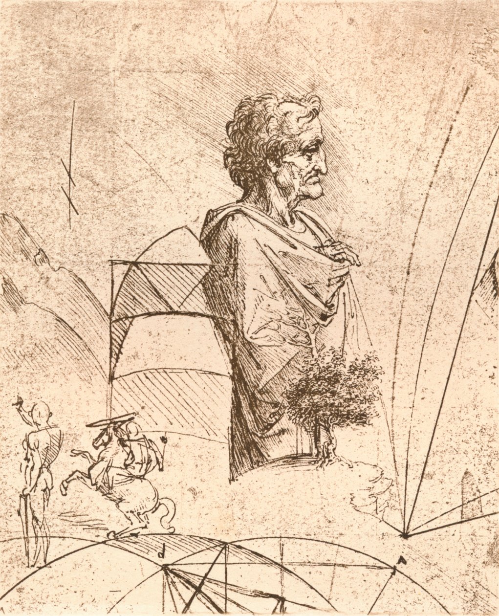 Mellszobor rajza és kisebb vázlatok, c1472-c1519 1883 alkotó: Leonardo da Vinci
