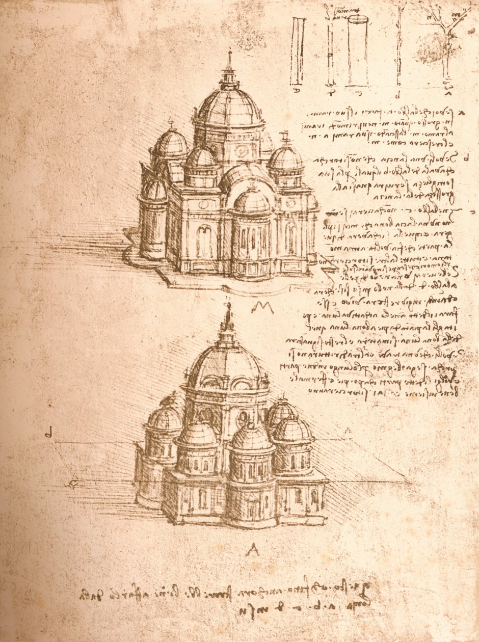 Templomok rajza, c1472-c1519 1883 alkotó: Leonardo da Vinci