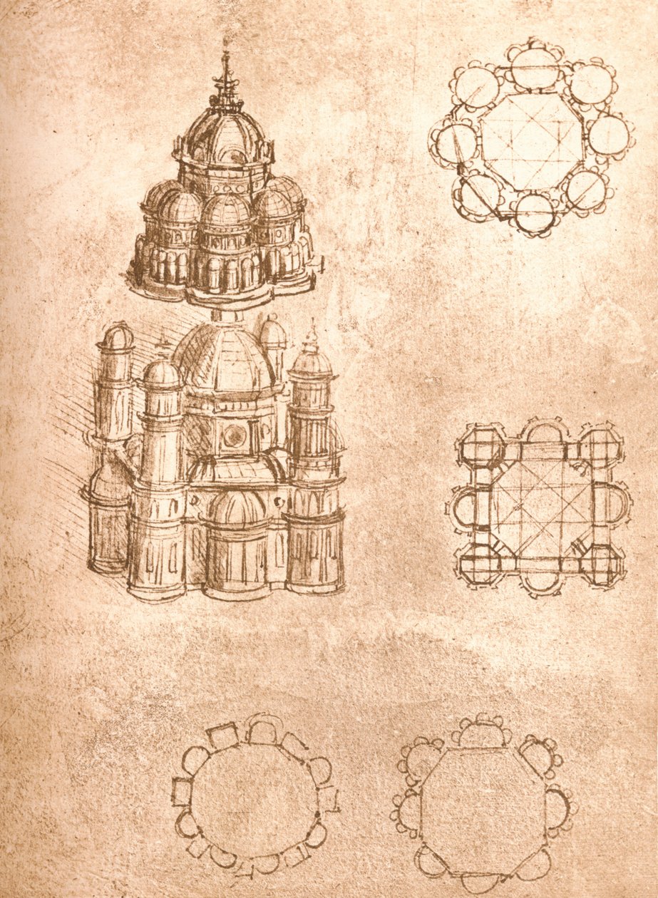 Templomok rajza, c1472-c1519 1883 alkotó: Leonardo da Vinci