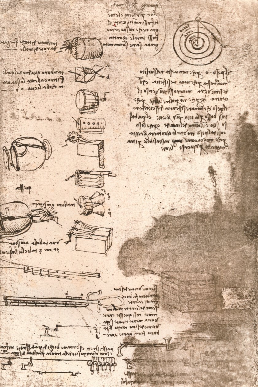 Rajzok hangszerekről és egyéb tárgyakról, c1472-c1519 1883 alkotó: Leonardo da Vinci