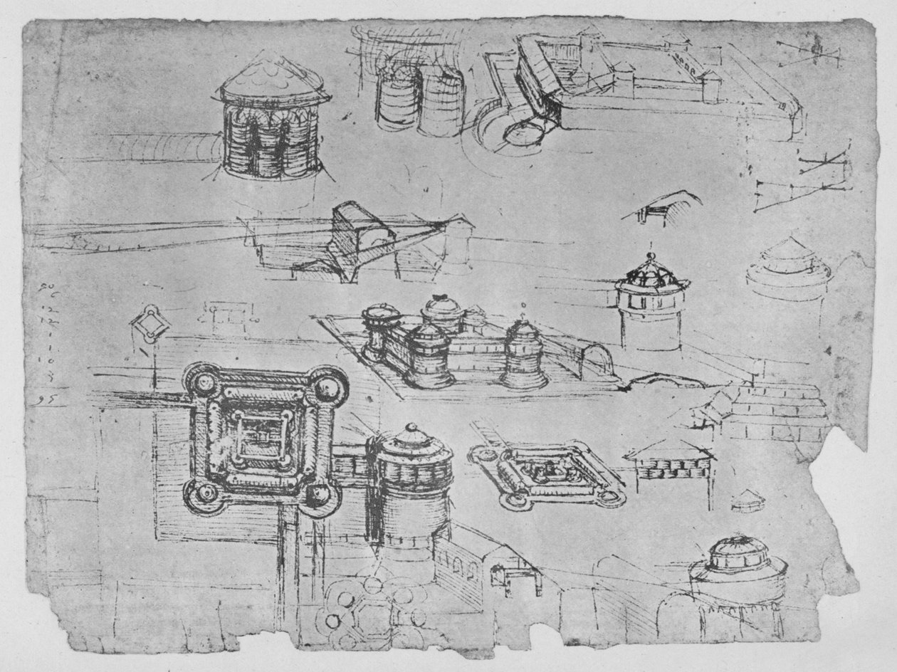 Drawings of a Square Castle, c1480 1945 alkotó: Leonardo da Vinci