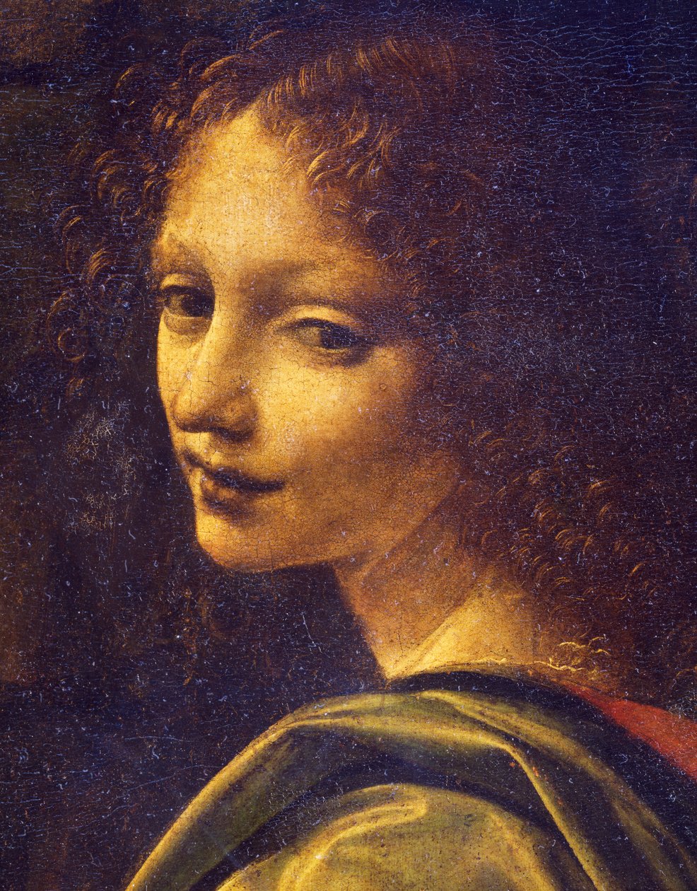 Angyal arca, a Virgin of Rocks részlete alkotó: Leonardo da Vinci