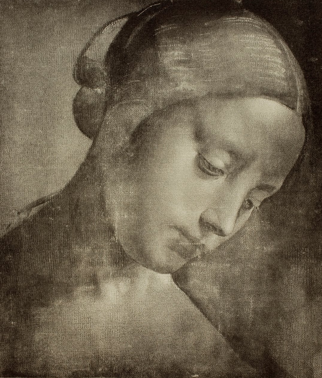 Nőies fej, Leonardo da Vinci rajza. Rajzok és nyomatok kabinetje, Uffizi Galéria, Firenze alkotó: Leonardo da Vinci