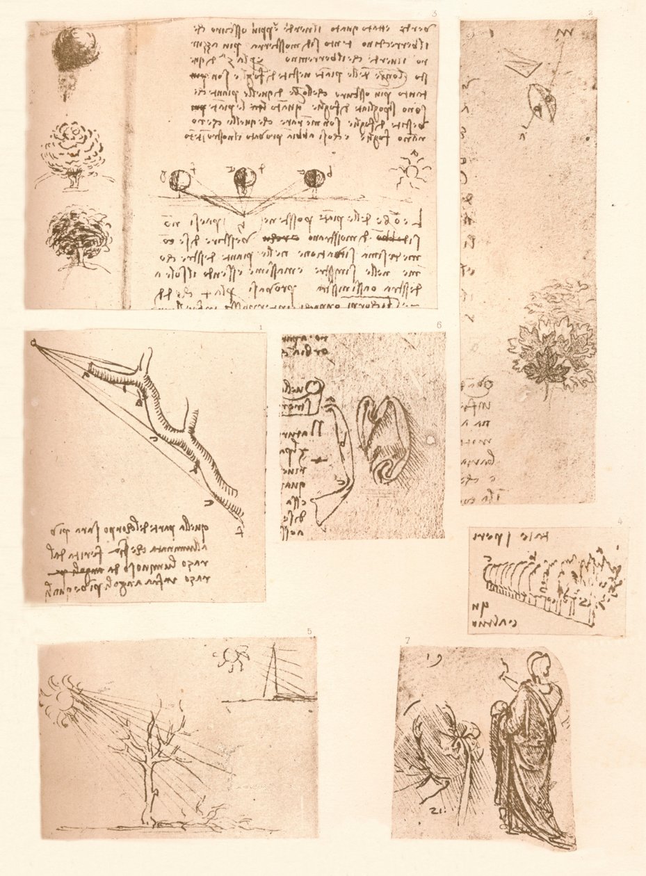 Öt rajz a tájfestészet elemeit illusztrálva, c1472-c1519 1883 alkotó: Leonardo da Vinci
