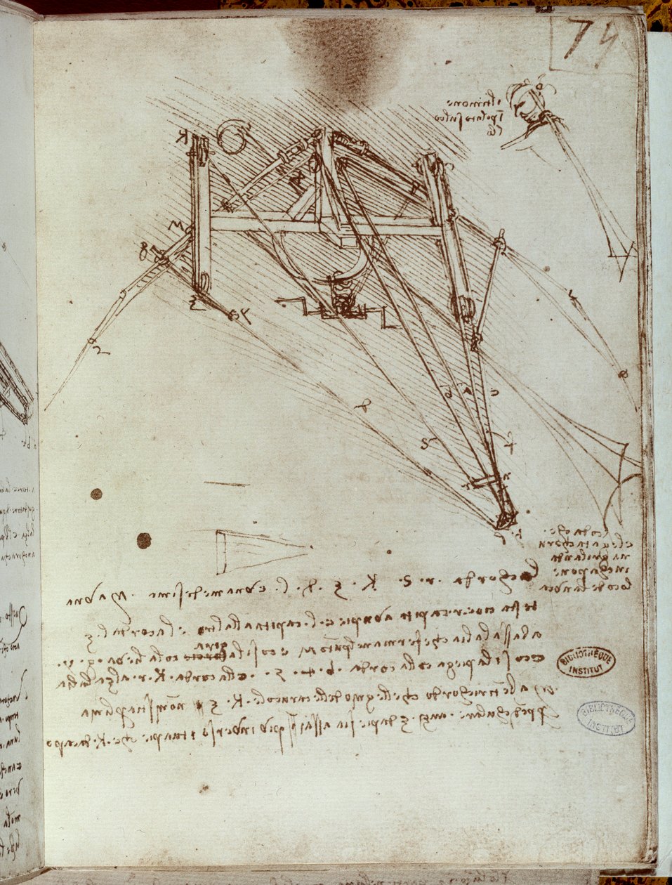Repülőgép rajz. Leonard De Vinci kézirata (Leonardo da Vinci alkotó: Leonardo da Vinci