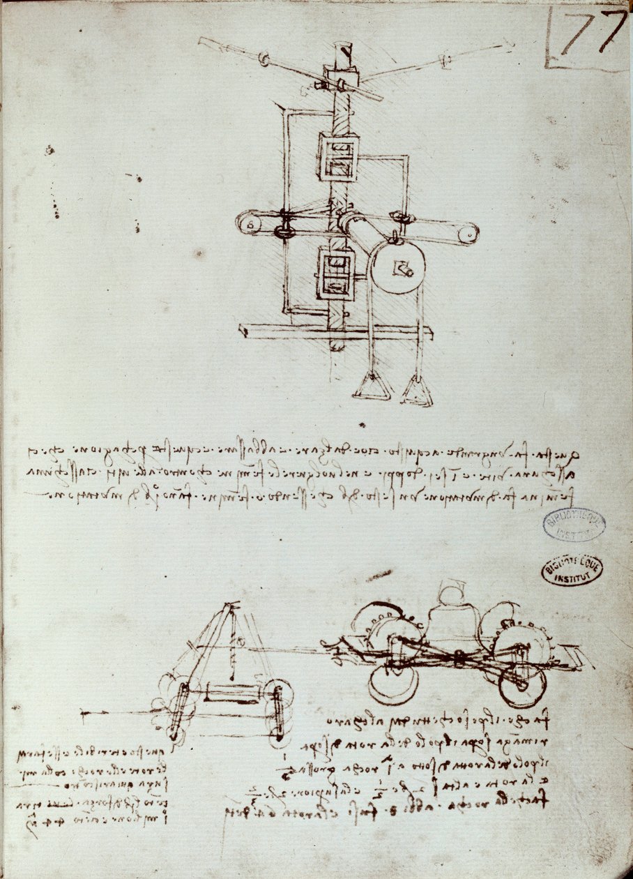Repülőgép rajz. Leonard De Vinci kézirata (Leonardo da Vinci alkotó: Leonardo da Vinci